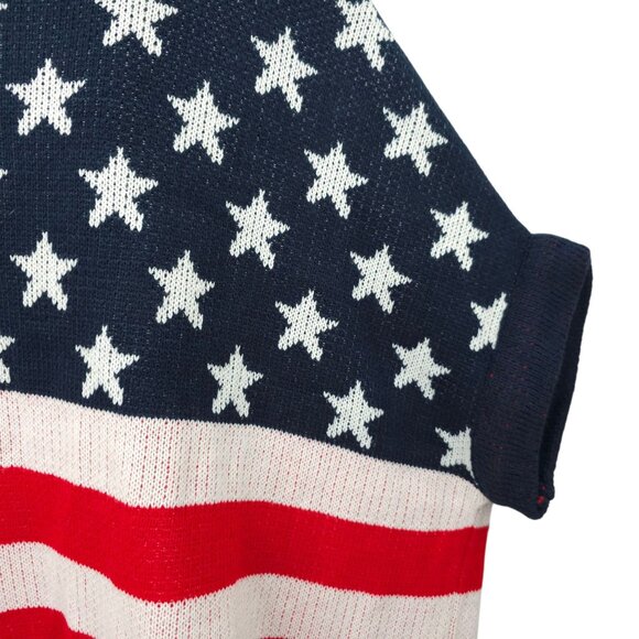Janice Apparel Open Front Knit Cardigan Poncho ONE SIZE American Flag Pattern - Picture 15 of 16